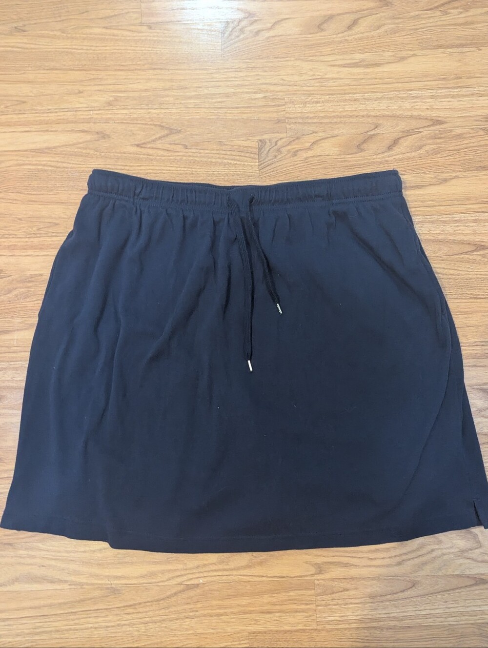 Navy Drawstring Casual Skirt With Built In Shorts